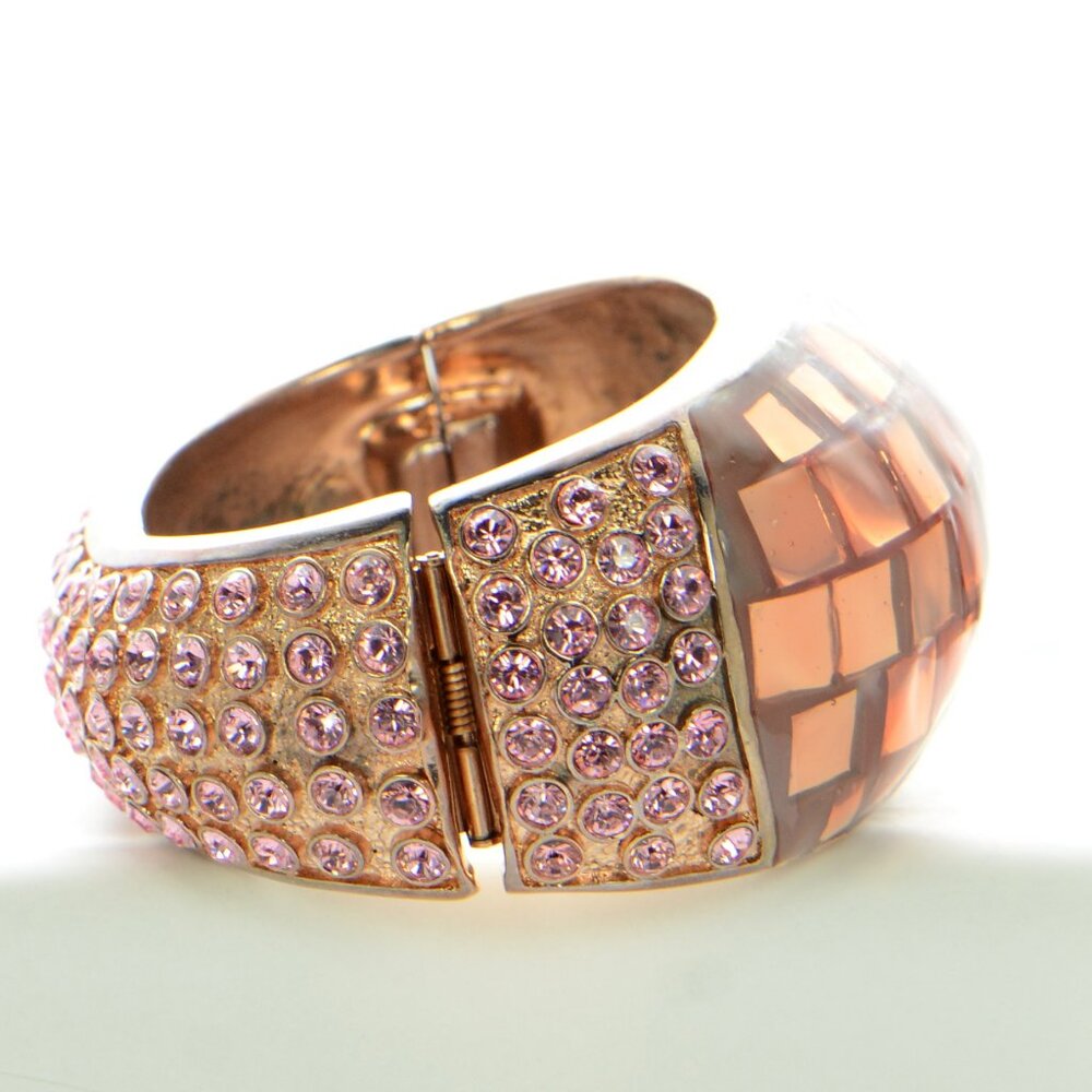 Vintage Oscar de La Renta Rose Gold-tone Crystal & Resin Bracelet